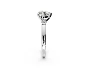 Solitaire Engagement Ring Setting for Heart-Shaped Center with Beaded Shoulders and Prong Head in White Gold