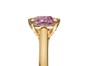 Solitaire Engagement Ring Setting for Fancy Pink Cushion Cut Center with Cathedral Band and Prong Head in Yellow Gold