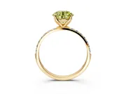 Solitaire Engagement Ring Setting for Fancy Yellow Round Cut Center with Fine Pave Accents and Prong Head in Yellow Gold