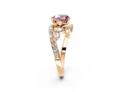 Solitaire Engagement Ring Setting for Fancy Pink Heart-Shaped Center with Pave Bypass Twist Band and Prong Head in Rose Gold