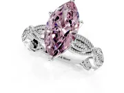 Solitaire Engagement Ring Setting for Fancy Pink Marquise Center with Marquise Panel Band and Prong Head in Platinum