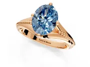 Solitaire Engagement Ring Setting for Fancy Blue Oval Center with Milgrain Cathedral Band and Prong Head in Rose Gold