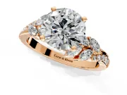 Solitaire Engagement Ring Setting for Round Cut Center with Marquise Accent Twist Band and Prong Head in Rose Gold