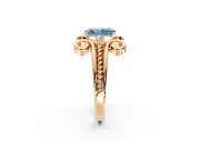 Solitaire Engagement Ring Setting for Fancy Blue Radiant Cut Center with Twisted Band and Scroll Prong Head in Rose Gold