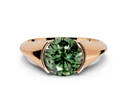 Tension Engagement Ring Setting for Fancy Green Round Cut Center with Wide Tapered Band and Tension Head in Rose Gold