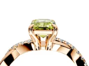 Solitaire Engagement Ring Setting for Fancy Yellow Emerald Cut Center with Half-Pave Crossover Band and Prong Head in Rose Gold