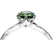 Solitaire Engagement Ring Setting for Fancy Green Emerald Cut Center with Plain Split Shank and Prong Head in Sterling Silver