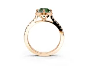 Floral Engagement Ring Setting for Fancy Green Cushion Cut Center with Pave Band and Floral Prong Head in Rose Gold
