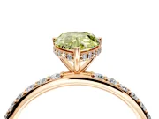 Hidden Halo Engagement Ring Setting for Fancy Yellow Pear-Shaped Center with Pave Band and Prong Head in Rose Gold