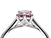 Solitaire Engagement Ring Setting for Fancy Pink Emerald Cut Center with Cathedral Band and Prong Head in White Gold