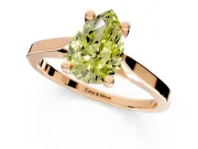 Solitaire Engagement Ring Setting for Fancy Yellow Pear-Shaped Center with Tapered Shoulders and Prong Head in Rose Gold