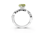 Solitaire Engagement Ring Setting for Fancy Yellow Heart-Shaped Center with Bar-Station Pave Twist and Prong Head in Platinum
