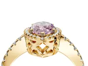 Accent Halo Engagement Ring Setting for Fancy Pink Marquise Center with Full-Length Pave Band and Prong Head in Yellow Gold