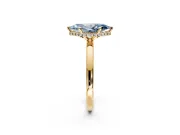 Hidden Halo Engagement Ring Setting for Fancy Blue Marquise Center with Plain Band and Tall Prong Head in Yellow Gold