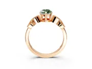 Leaf Engagement Ring Setting for Fancy Green Marquise Center with Milgrain Accent Band and Prong Head in Rose Gold