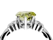 Solitaire Engagement Ring Setting for Fancy Yellow Heart-Shaped Center with Grooved Bar Accent Band and Prong Head in Platinum