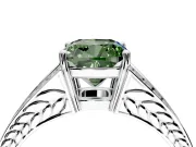 Split Shank Engagement Ring Setting for Fancy Green Cushion Cut Center with Pave Split Shank and Prong Head in White Gold