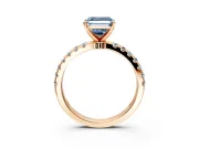 Open Basket Engagement Ring Setting for Fancy Blue Asscher Cut Center with Pave Band and Prong Head in Rose Gold