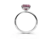 Hidden Halo Engagement Ring Setting for Fancy Pink Asscher Cut Center with Thin Round-Wire Band and Prong Head in Sterling Silver