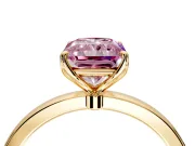 Solitaire Engagement Ring Setting for Fancy Pink Radiant Cut Center with Thin Rounded Plain Band and Prong Head in Yellow Gold