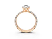 Solitaire Engagement Ring Setting for Marquise Center with Domed Multi-Row Pave Band and Prong Head in Rose Gold