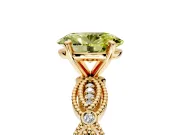 Solitaire Engagement Ring Setting for Fancy Yellow Oval Center with Marquise Panel Band and Prong Head in Yellow Gold
