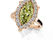 Single Halo Engagement Ring Setting for Fancy Yellow Marquise Center with Corner Claws, Plain Band and Prong Head in Rose Gold