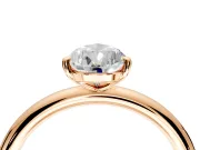 Low-Set Solitaire Engagement Ring Setting for Pear-Shaped Center with Thin Plain Band and Prong Head in Rose Gold
