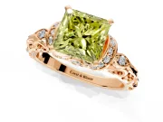 Solitaire Engagement Ring Setting for Fancy Yellow Princess Cut Center with Filigree Band and Prong Head in Rose Gold