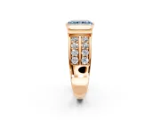 Bezel Engagement Ring Setting for Fancy Blue Radiant Cut Center with Wide Channel-Set Band and Bezel Head in Rose Gold