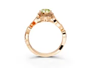 Halo Engagement Ring Setting for Fancy Yellow Pear-Shaped Center with Leaf Motif Split Shank and Prong Head in Rose Gold