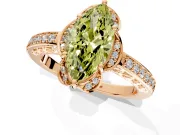 Floral Engagement Ring Setting for Fancy Yellow Marquise Center with Four Accent Clusters and Prong Head in Rose Gold