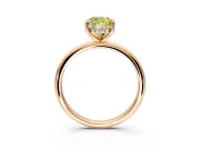 Hidden Halo Engagement Ring Setting for Fancy Yellow Cushion Cut Center with Thin Round-Wire Band and Prong Head in Rose Gold