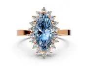 Starburst Halo Engagement Ring Setting for Fancy Blue Marquise Center with Flat Cathedral Band and Prong Head in Rose Gold