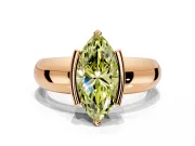 Tension Engagement Ring Setting for Fancy Yellow Marquise Center with Wide Flat Band and Tension Head in Rose Gold