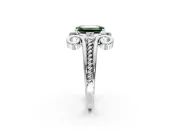 Solitaire Engagement Ring Setting for Fancy Green Emerald Cut Center with Twisted Band and Scroll Prong Head in White Gold