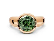 Solitaire Engagement Ring Setting for Fancy Green Round Cut Center with Wide Band and Bezel Head in Rose Gold