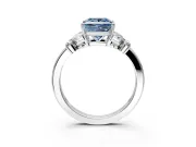 Solitaire Engagement Ring Setting for Fancy Blue Princess Cut Center with Marquise Flower Shoulders and Prong Head in White Gold