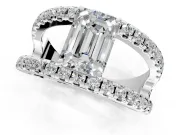 Solitaire Engagement Ring Setting for Emerald Cut Center with Wide-Open Split Shank and Prong Head in Platinum