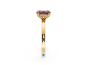 Solitaire Engagement Ring Setting for Fancy Pink Emerald Cut Center with Thin Rounded Plain Band and Prong Head in Yellow Gold