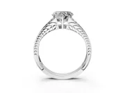 Split Shank Engagement Ring Setting for Heart-Shaped Center with Pave Split Shank and Prong Head in Platinum