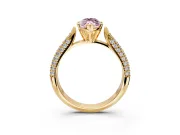 Solitaire Engagement Ring Setting for Fancy Pink Marquise Center with Multi-Row Accents and Prong Head in Yellow Gold