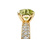 Solitaire Engagement Ring Setting for Fancy Yellow Round Cut Center with Domed Multi-Row Pave Band and Prong Head in Yellow Gold