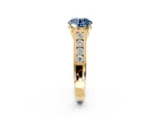 Solitaire Engagement Ring Setting for Fancy Blue Round Cut Center with Cathedral Channel Band and Prong Head in Yellow Gold