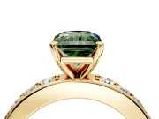 Solitaire Engagement Ring Setting for Fancy Green Radiant Cut Center with Channel-Set Accents and Prong Head in Yellow Gold