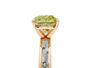 Solitaire Engagement Ring Setting for Fancy Yellow Cushion Cut Center with Channel Baguette Band and Prong Head in Rose Gold