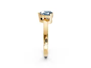 Solitaire Engagement Ring Setting for Fancy Blue Heart-Shaped Center with Plain Band and Flat Tab Prong Head in Yellow Gold