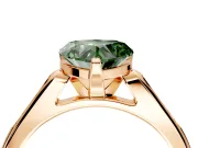 Solitaire Engagement Ring Setting for Fancy Green Heart-Shaped Center with Channel Accents and Prong Head in Rose Gold