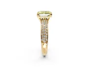 Solitaire Engagement Ring Setting for Fancy Yellow Radiant Cut Center with Multi-Row Pave Accents and Basket Head in Yellow Gold