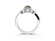 Solitaire Engagement Ring Setting for Fancy Green Marquise Center with Marquise Flower Shoulders and Prong Head in Platinum